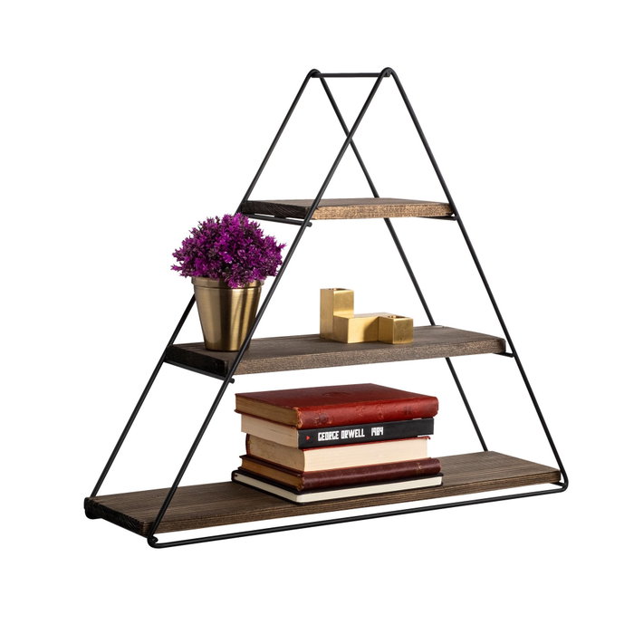 Hanah Home Hyacinth Estantería de Pared de Madera y Metal, Negro y Nogal